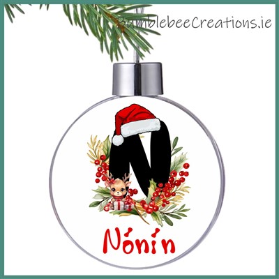 Reindeer Alphabet Christmas Bauble